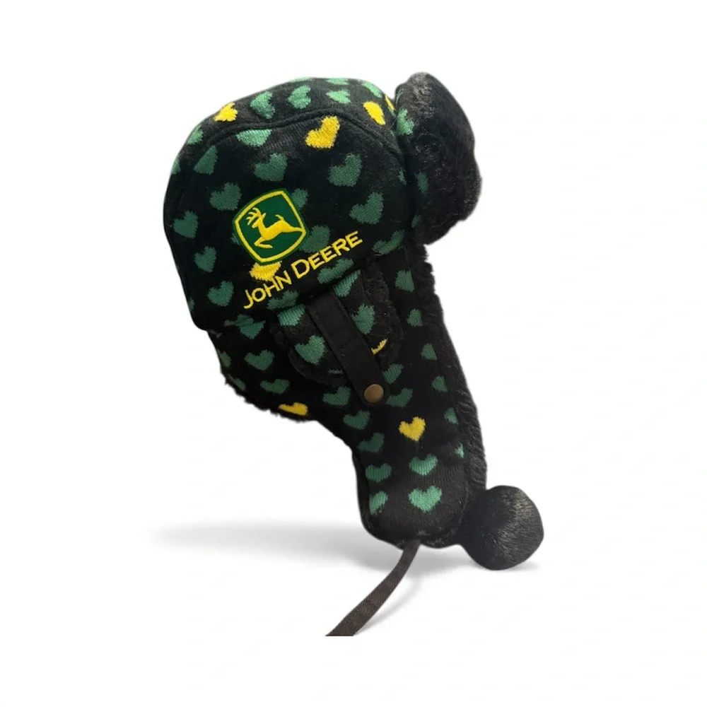 John‎ Deere Kids Winter Hat Green YellowHearts One Size Fits Most Youth Girls